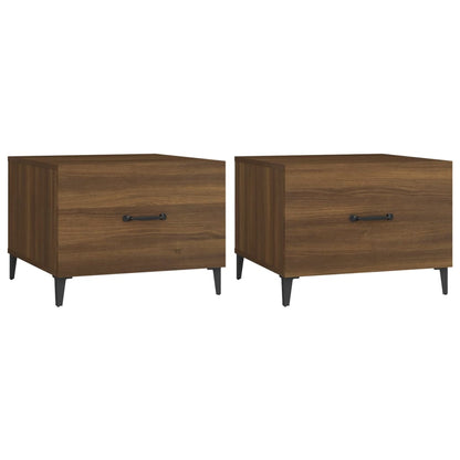 Salontafels 2 St Met Metalen Poten 50X50X40 Cm Bruineikenkleur