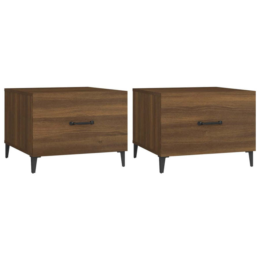Salontafels 2 St Met Metalen Poten 50X50X40 Cm Bruineikenkleur