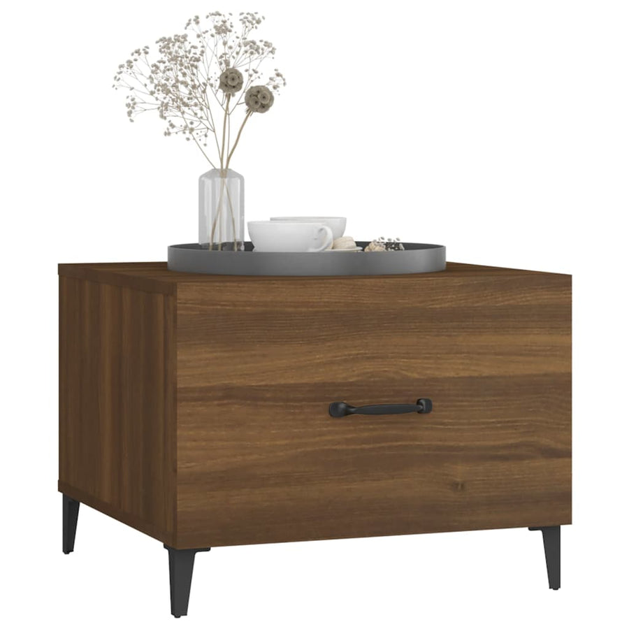 Salontafels 2 St Met Metalen Poten 50X50X40 Cm Bruineikenkleur