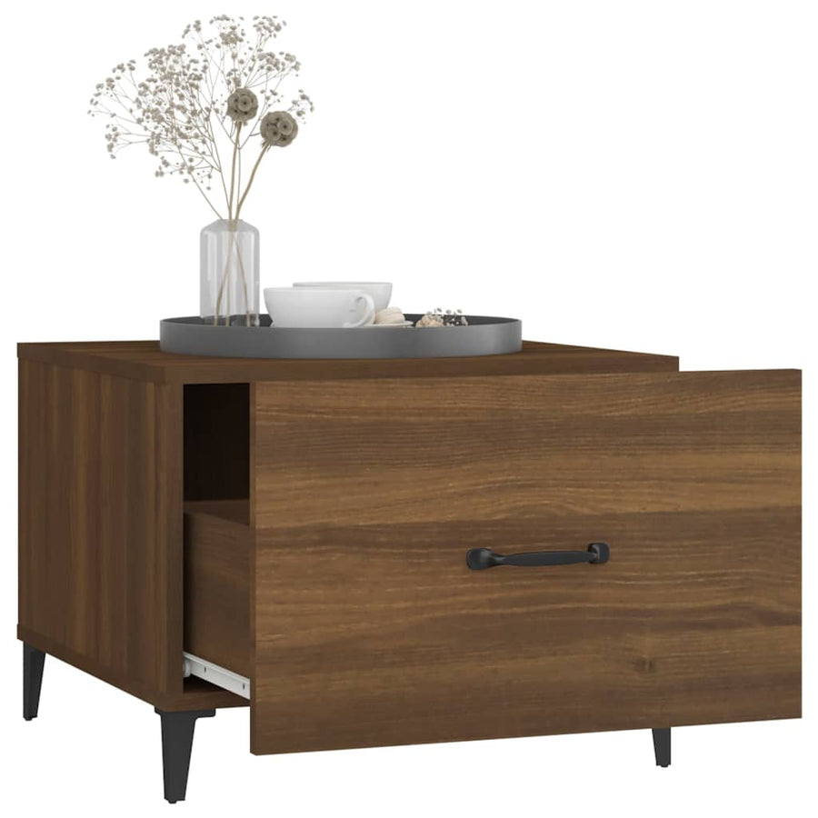 Salontafels 2 St Met Metalen Poten 50X50X40 Cm Bruineikenkleur
