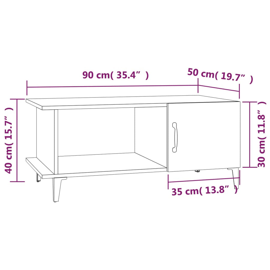 Salontafel 90X50X40 Cm Bewerkt Hout Bruin Eikenkleur