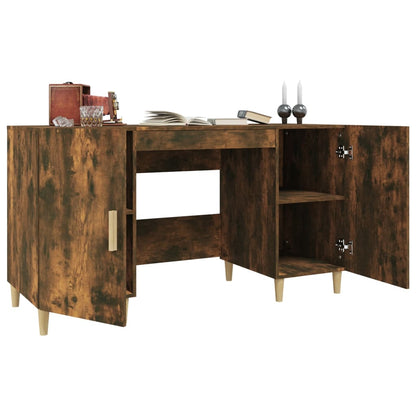 Bureau 140x50x75 cm bewerkt hout gerookt eikenkleurig