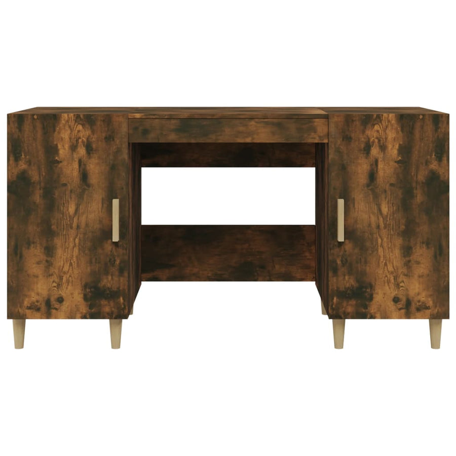 Bureau 140x50x75 cm bewerkt hout gerookt eikenkleurig