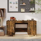 Desk 140x50x75 cm treated wood smoked oak finish