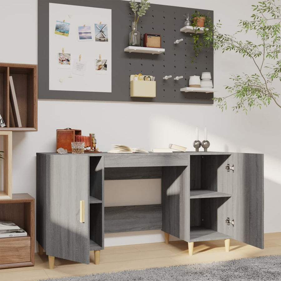 Bureau 140X50X75 Cm Bewerkt Hout Grijs Sonoma Eikenkleurig