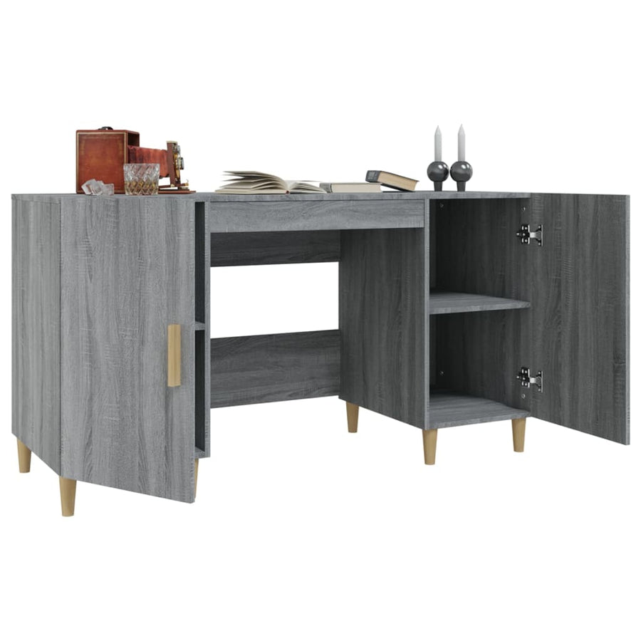 Bureau 140X50X75 Cm Bewerkt Hout Grijs Sonoma Eikenkleurig