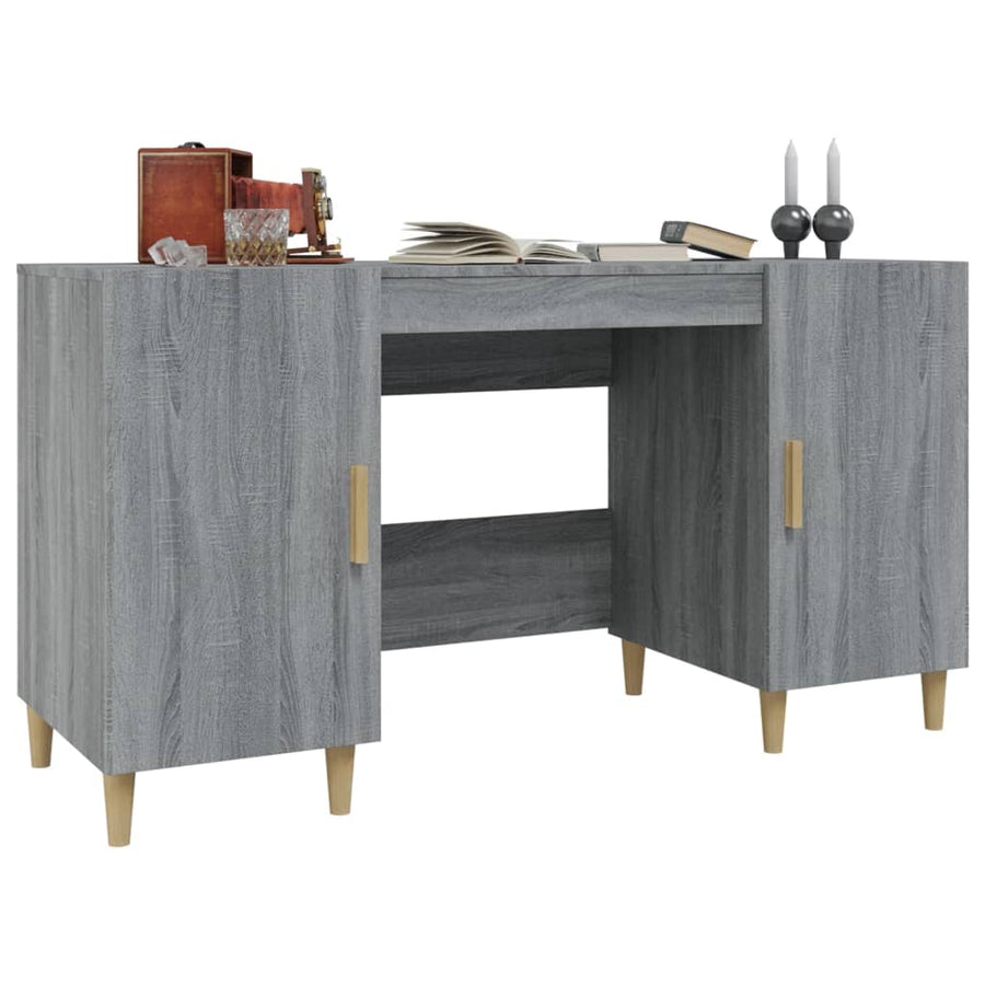 Bureau 140X50X75 Cm Bewerkt Hout Grijs Sonoma Eikenkleurig