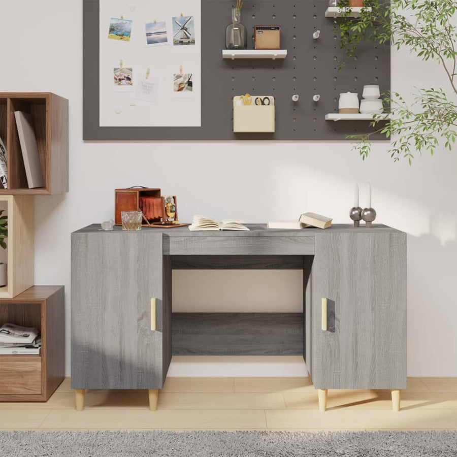 Bureau 140X50X75 Cm Bewerkt Hout Grijs Sonoma Eikenkleurig