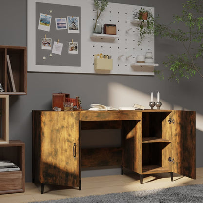 Bureau 140X50X75 Cm Bewerkt Hout Gerookt Eikenkleurig