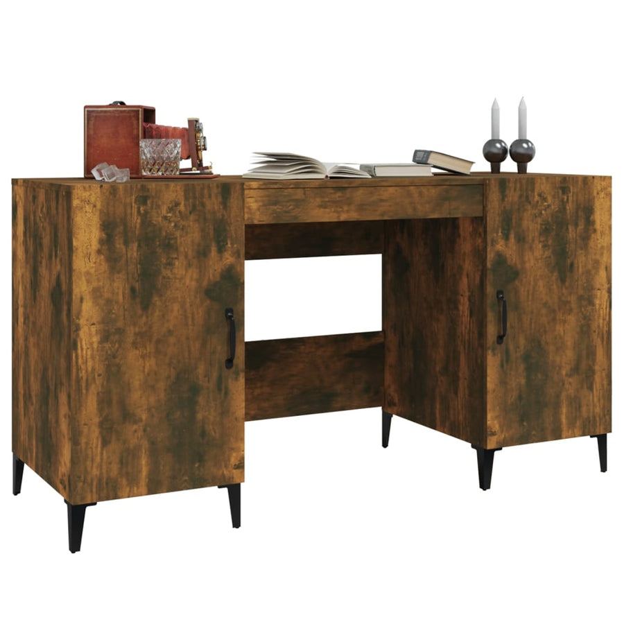 Bureau 140X50X75 Cm Bewerkt Hout Gerookt Eikenkleurig