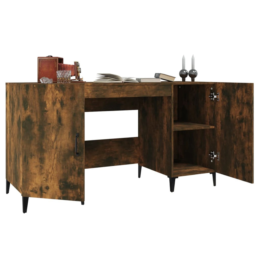 Bureau 140X50X75 Cm Bewerkt Hout Gerookt Eikenkleurig