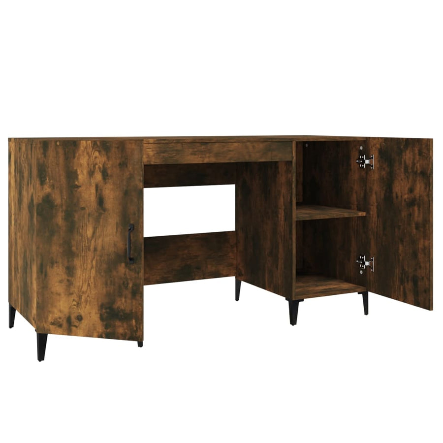 Bureau 140X50X75 Cm Bewerkt Hout Gerookt Eikenkleurig
