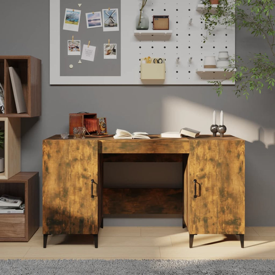 Bureau 140X50X75 Cm Bewerkt Hout Gerookt Eikenkleurig