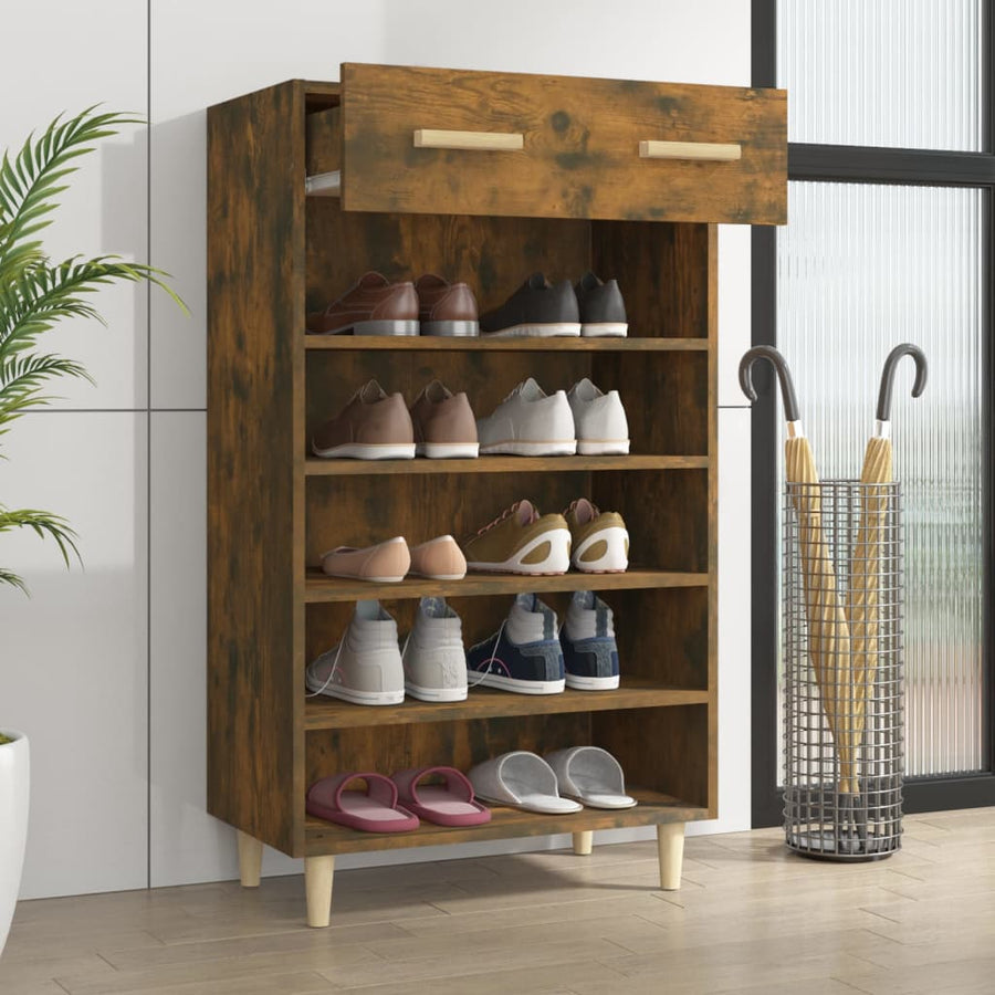 Schoenenkast 60x35x105 cm bewerkt hout gerookt eikenkleurig