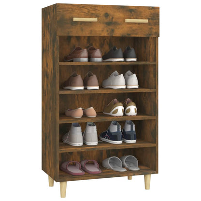 Schoenenkast 60x35x105 cm bewerkt hout gerookt eikenkleurig