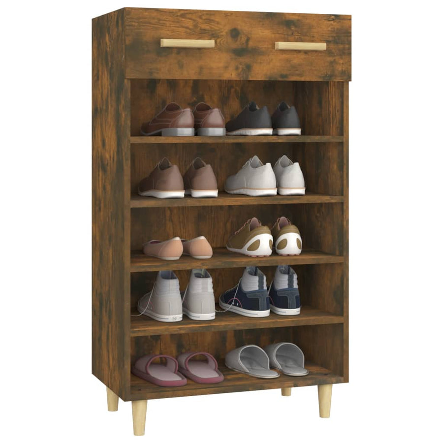 Schoenenkast 60x35x105 cm bewerkt hout gerookt eikenkleurig