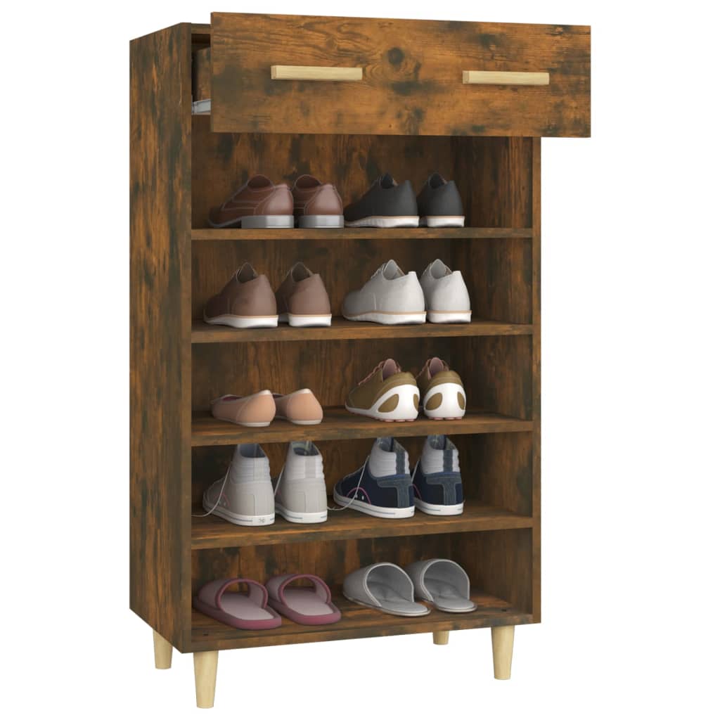 Schoenenkast 60x35x105 cm bewerkt hout gerookt eikenkleurig