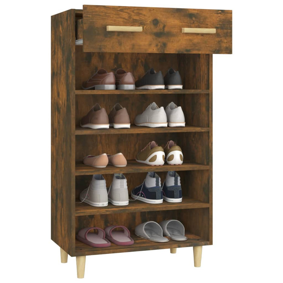 Schoenenkast 60x35x105 cm bewerkt hout gerookt eikenkleurig