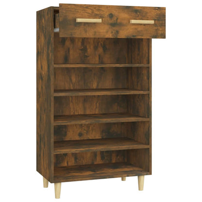 Schoenenkast 60x35x105 cm bewerkt hout gerookt eikenkleurig