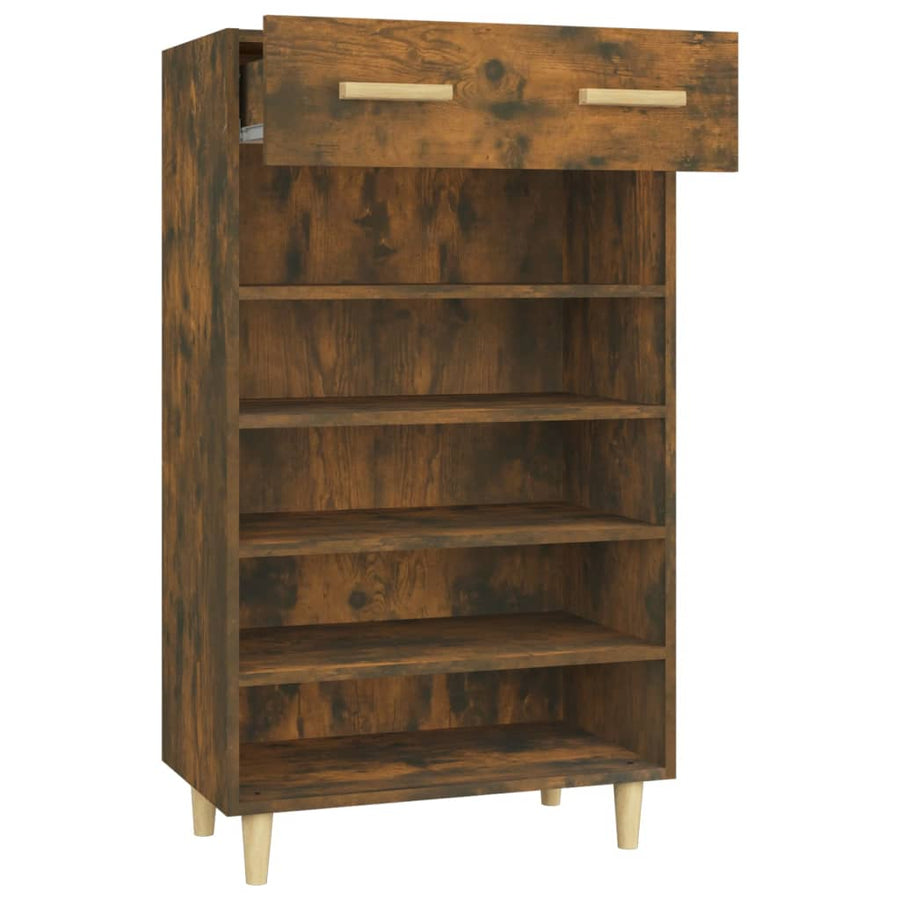 Schoenenkast 60x35x105 cm bewerkt hout gerookt eikenkleurig