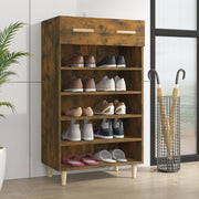 Schoenenkast 60x35x105 cm bewerkt hout gerookt eiken