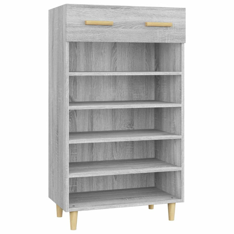 Schoenenkast 60x35x105 cm bewerkt hout grijs sonoma eikenkleur