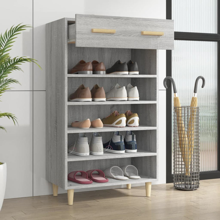 Schoenenkast 60x35x105 cm bewerkt hout grijs sonoma eikenkleur