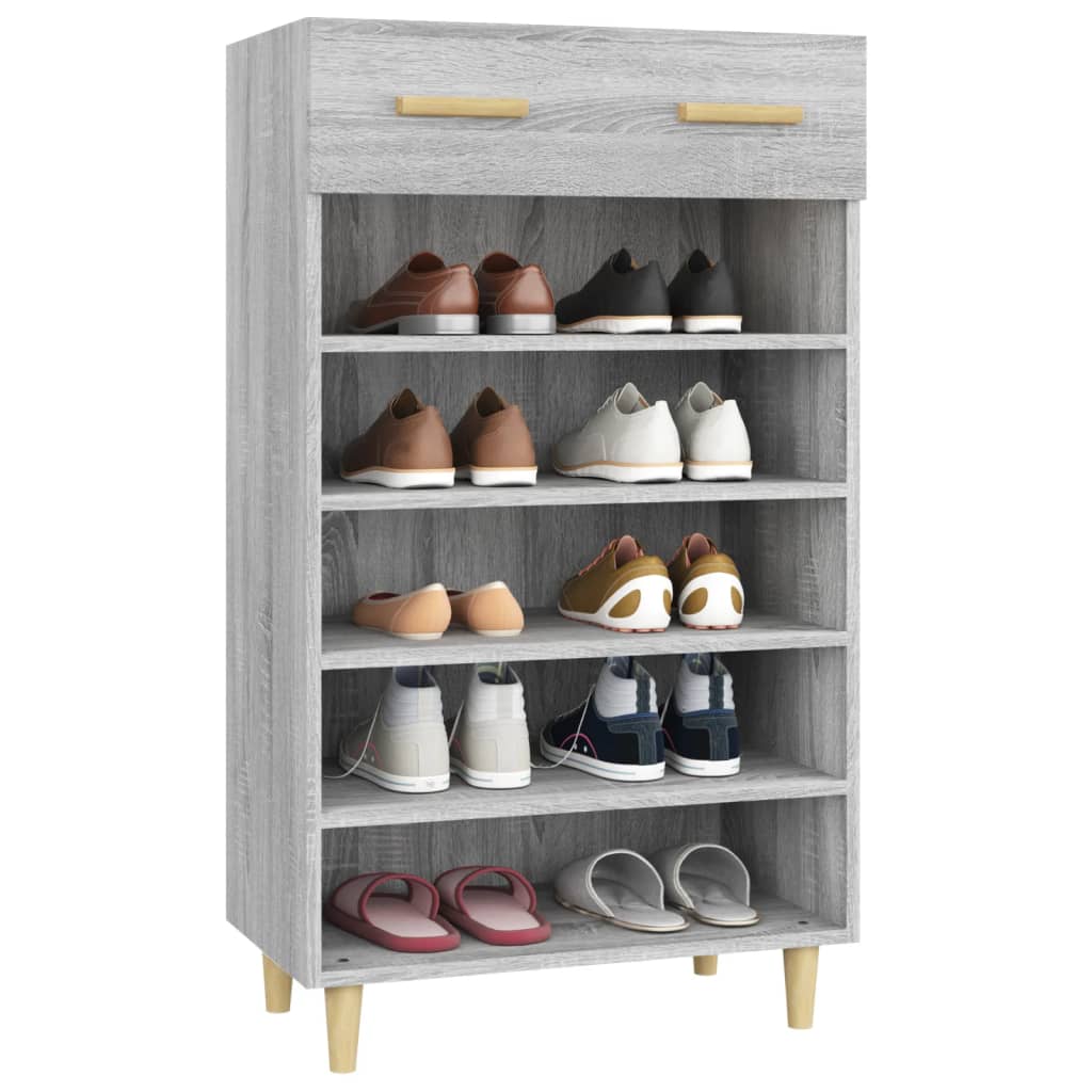 Schoenenkast 60x35x105 cm bewerkt hout grijs sonoma eikenkleur