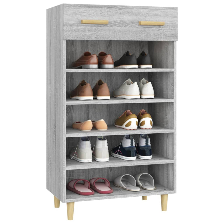 Schoenenkast 60x35x105 cm bewerkt hout grijs sonoma eikenkleur