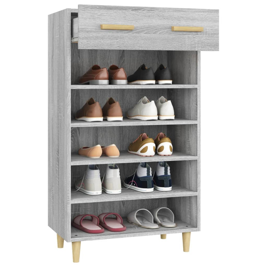 Schoenenkast 60x35x105 cm bewerkt hout grijs sonoma eikenkleur