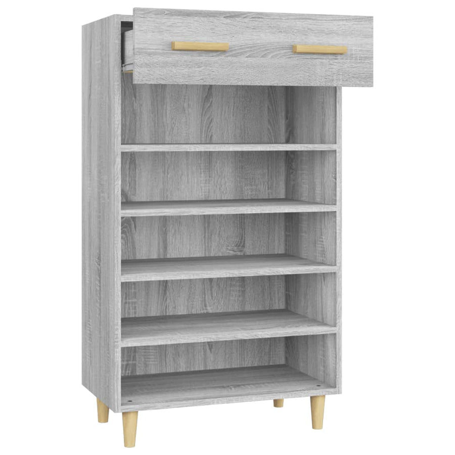 Schoenenkast 60x35x105 cm bewerkt hout grijs sonoma eikenkleur