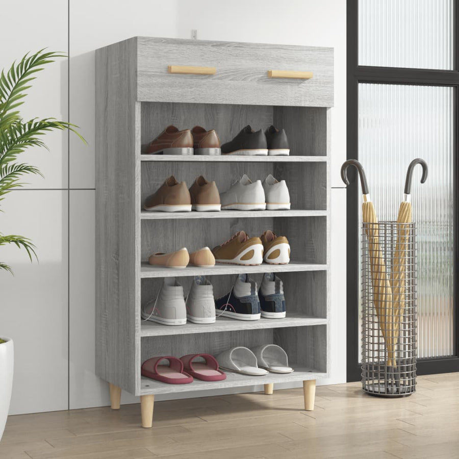 Schoenenkast 60x35x105 cm bewerkt hout grijs sonoma eikenkleur