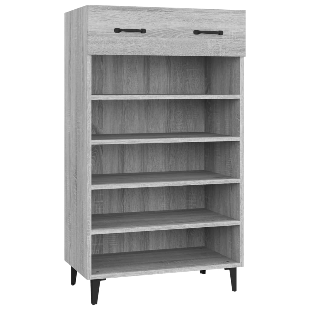 Schoenenkast 60X35X05 Cm Bewerkt Hout Eikenkleur Grijs sonoma