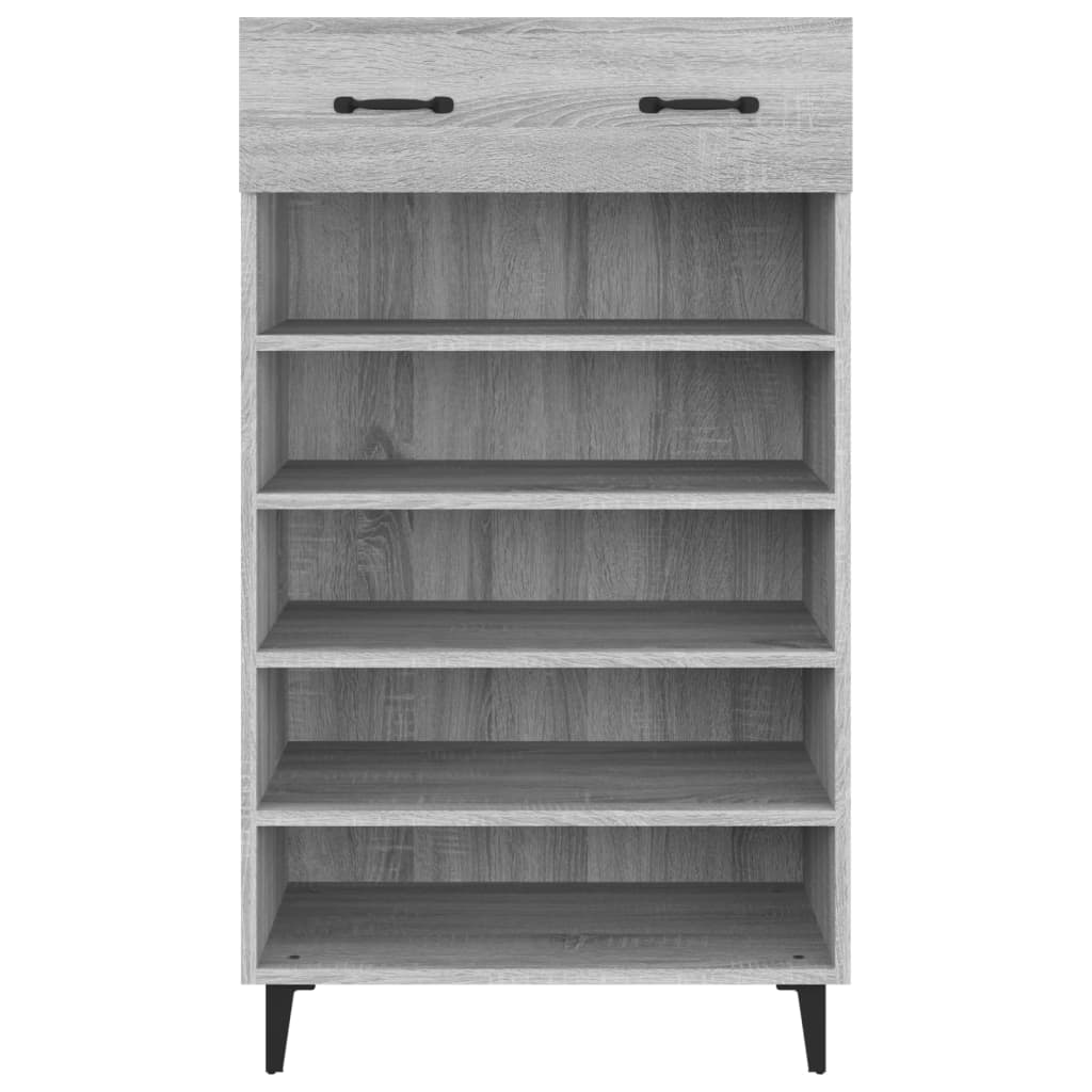 Schoenenkast 60X35X05 Cm Bewerkt Hout Eikenkleur Grijs sonoma