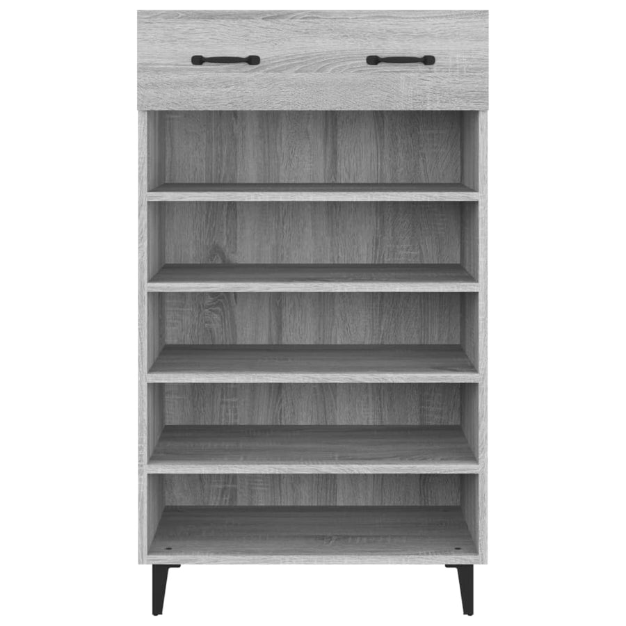 Schoenenkast 60X35X05 Cm Bewerkt Hout Eikenkleur Grijs sonoma