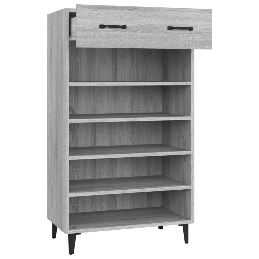 Schoenenkast 60X35X05 Cm Bewerkt Hout Eikenkleur Grijs sonoma