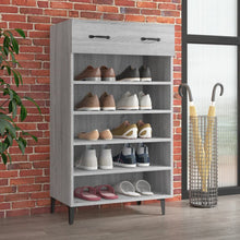 Schoenenkast 60X35X05 Cm Bewerkt Hout Eikenkleur Grijs sonoma