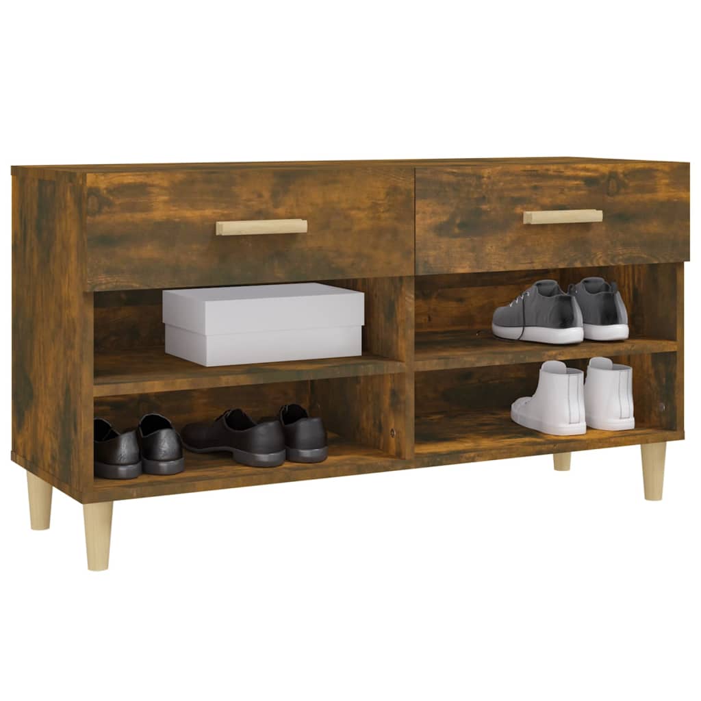 Schoenenkast 02X35X55 Cm Bewerkt Hout Kleurig Gerookt eiken
