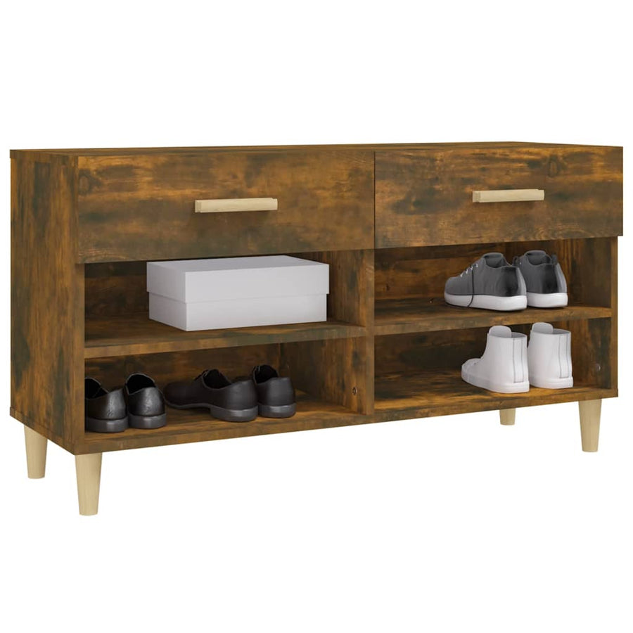 Schoenenkast 02X35X55 Cm Bewerkt Hout Kleurig Gerookt eiken