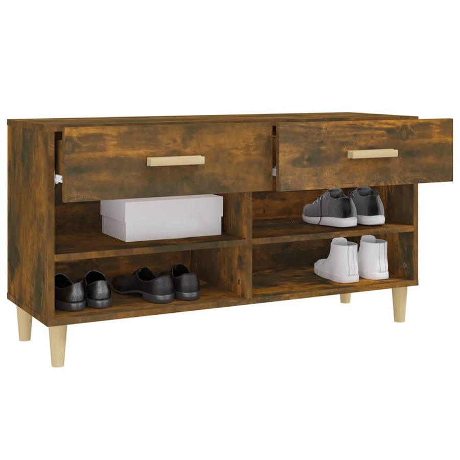 Schoenenkast 02X35X55 Cm Bewerkt Hout Kleurig Gerookt eiken