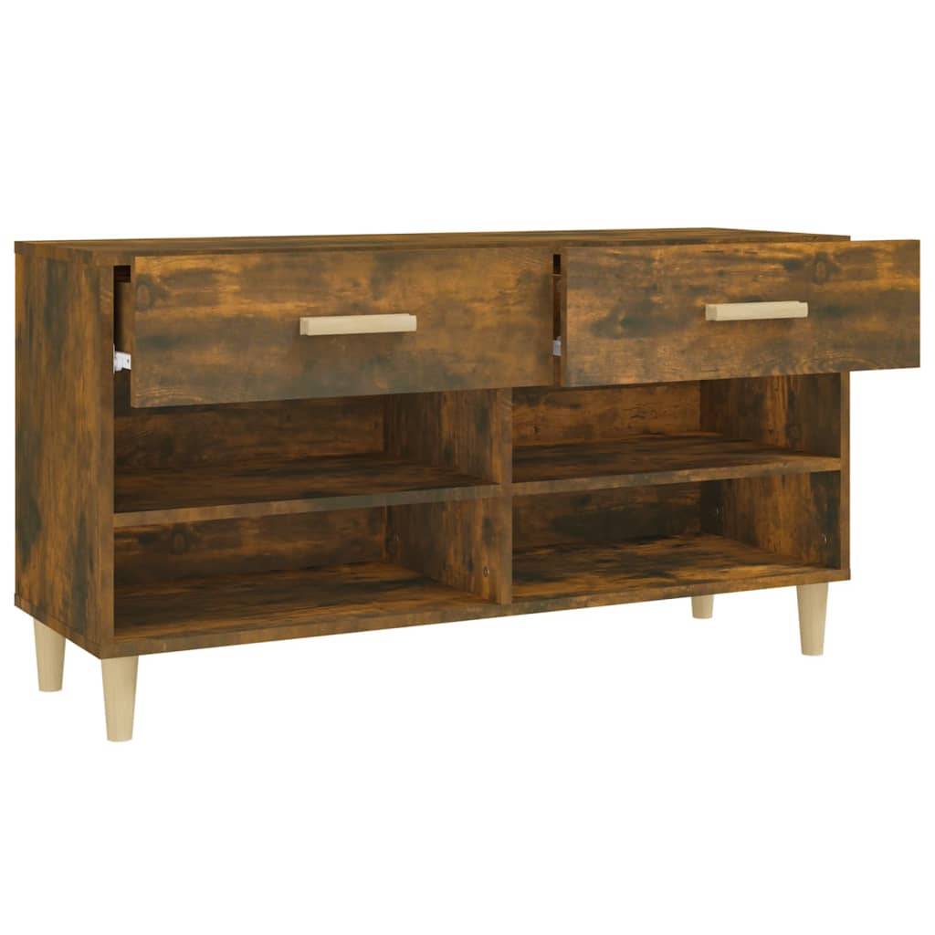 Schoenenkast 02X35X55 Cm Bewerkt Hout Kleurig Gerookt eiken