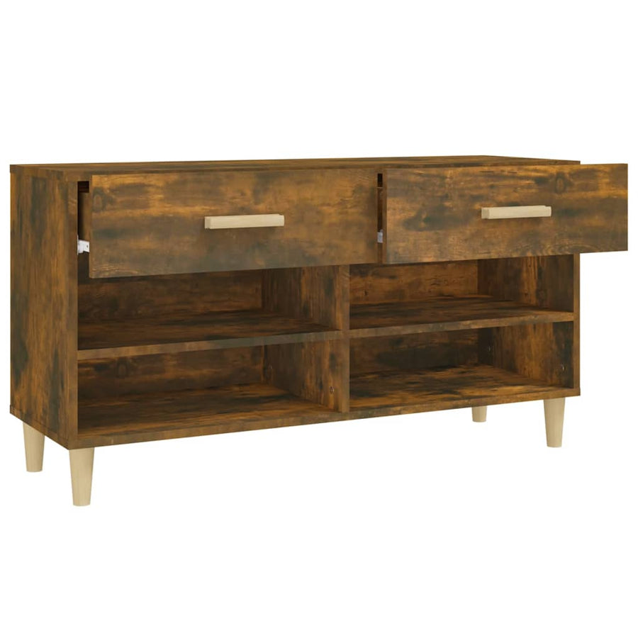 Schoenenkast 02X35X55 Cm Bewerkt Hout Kleurig Gerookt eiken