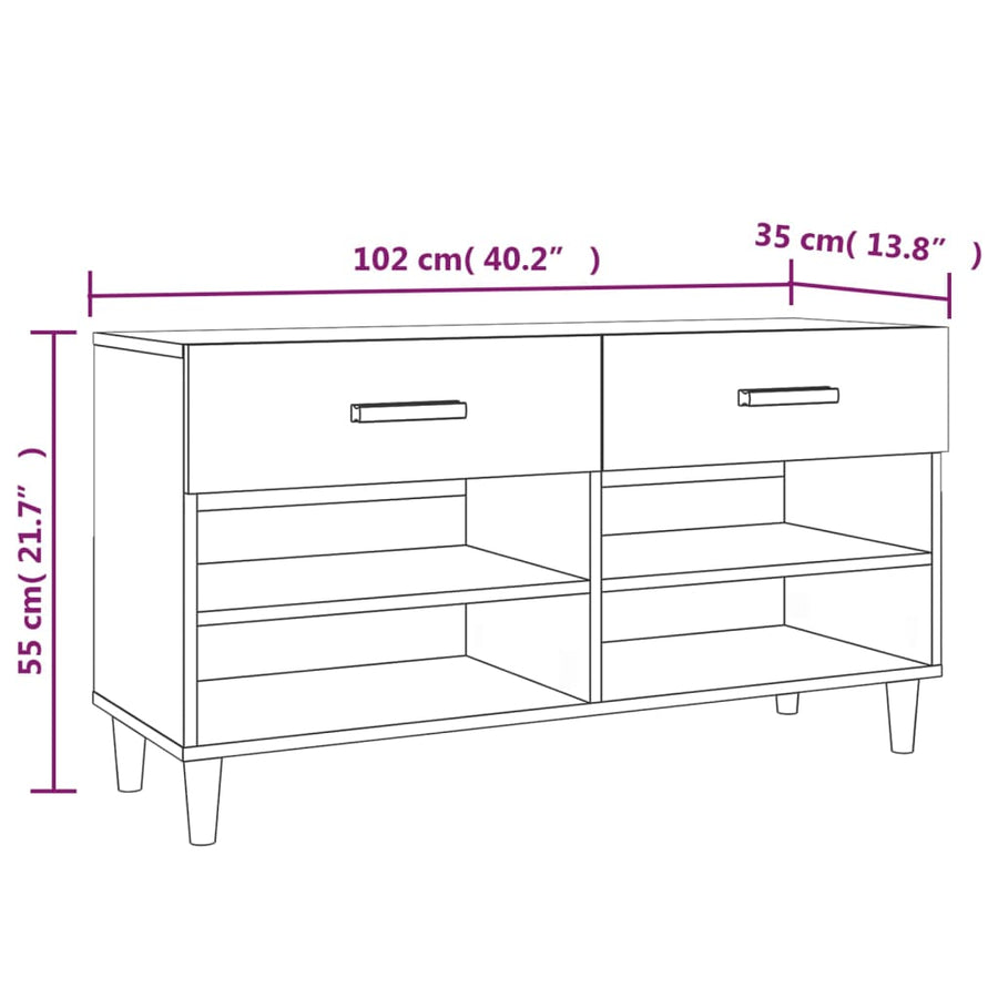 Schoenenkast 02X35X55 Cm Bewerkt Hout Kleurig Gerookt eiken