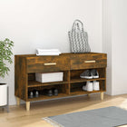 Shoe cabinet 102x35x55 cm carved smoked oak