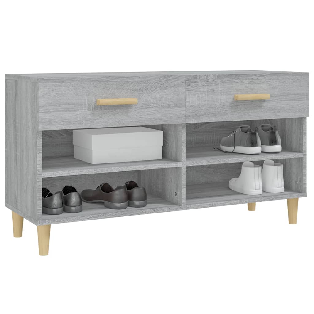 Schoenenkast 02X35X55 Cm Bewerkt Hout Eikenkleur Grijs sonoma