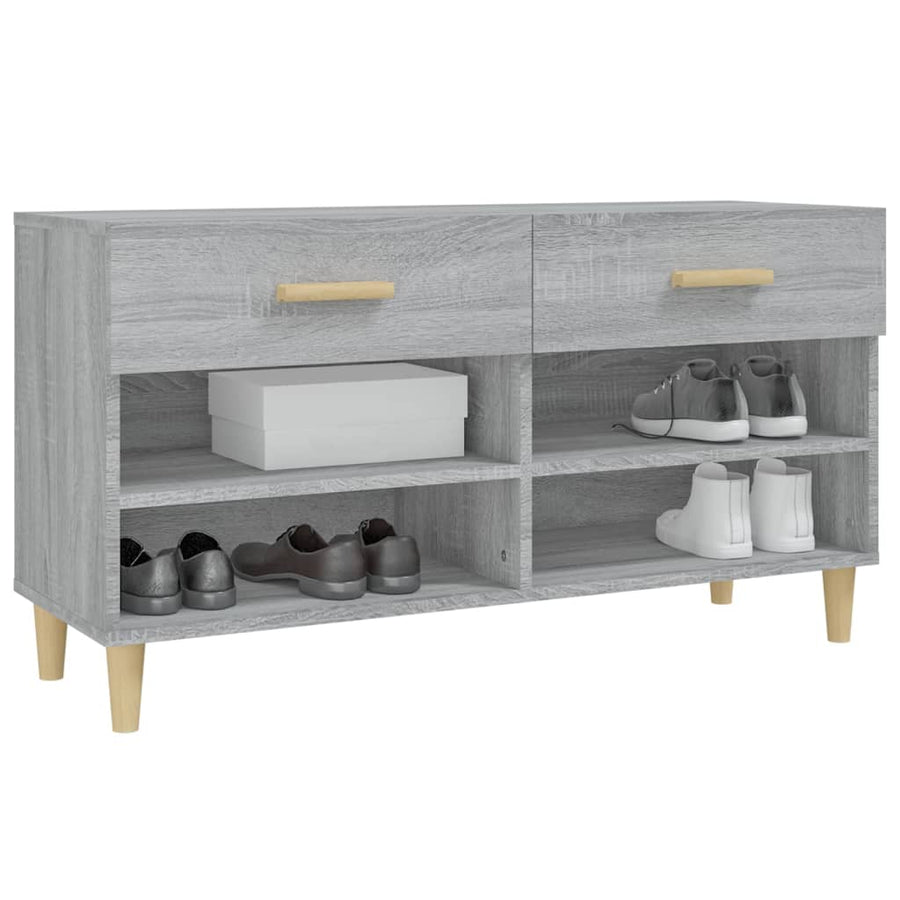 Schoenenkast 02X35X55 Cm Bewerkt Hout Eikenkleur Grijs sonoma