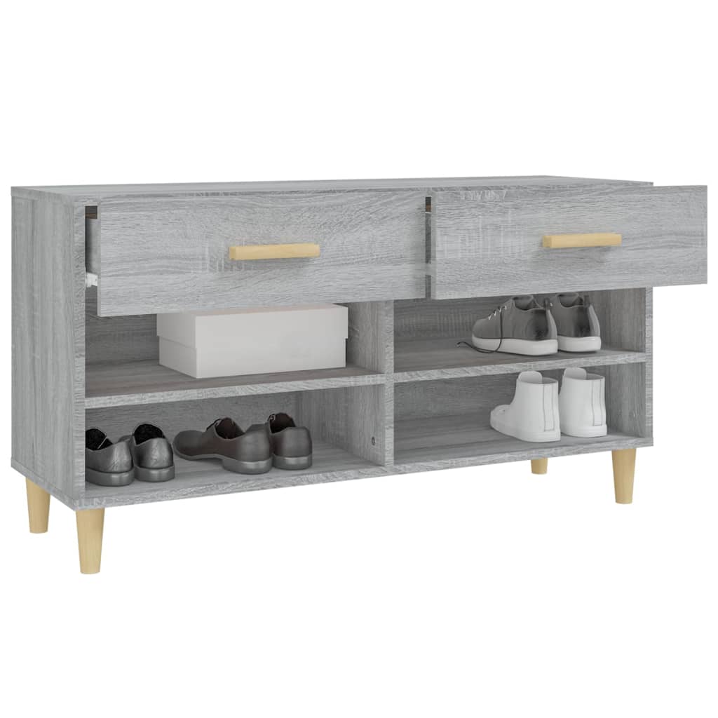 Schoenenkast 02X35X55 Cm Bewerkt Hout Eikenkleur Grijs sonoma