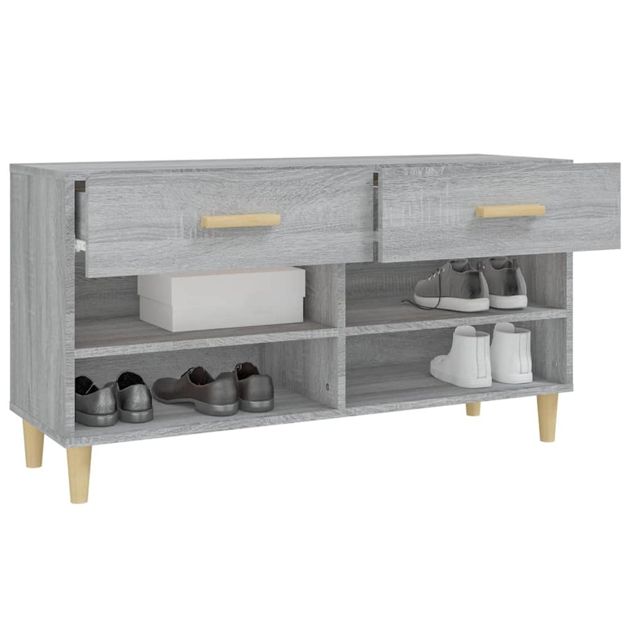 Schoenenkast 02X35X55 Cm Bewerkt Hout Eikenkleur Grijs sonoma