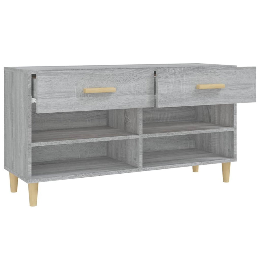 Schoenenkast 02X35X55 Cm Bewerkt Hout Eikenkleur Grijs sonoma
