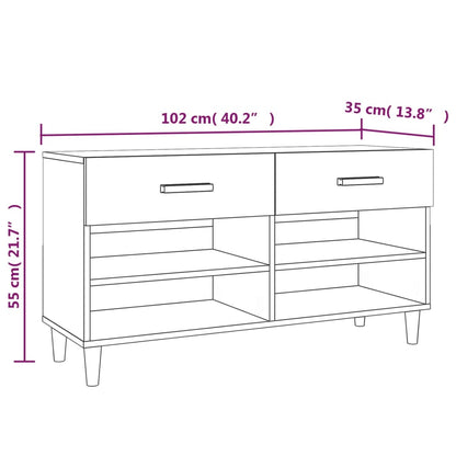 Schoenenkast 02X35X55 Cm Bewerkt Hout Eikenkleur Grijs sonoma